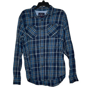 American Eagle Mens‎ Shirt Size Large Blue Plaid Athletic Fit 100% Cotton
